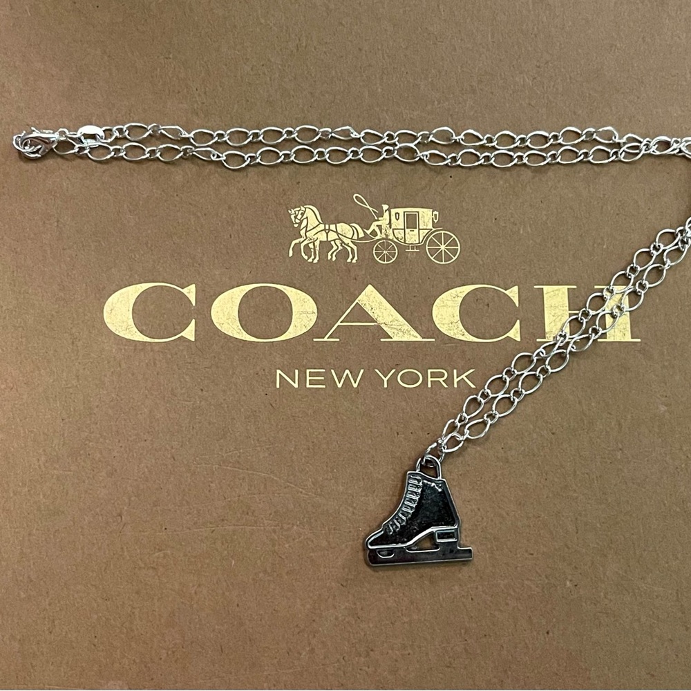 Coach Ice Skate Pendant .925 Sterling Silver Necklace - Picture 4 of 6
